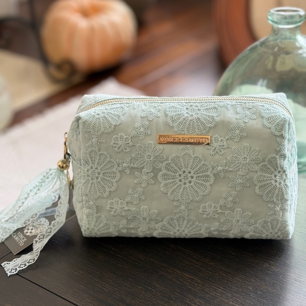 Vince Camuto makeup bag Elegant Lace Women Bag in Mint Green.